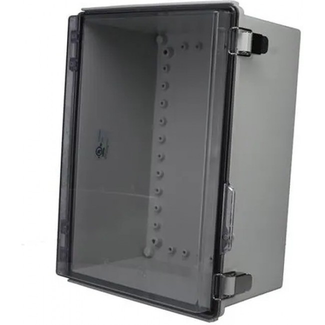 PTQ-11062-C, Enclosures, Boxes, & Cases PC+10% Fiberglass Box with Stainless Steel Latch (9.8 X 13.8 X 7.1 In)