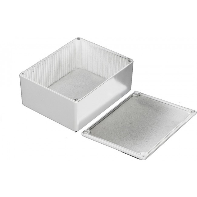 White Die Cast Aluminium Enclosure, IP54, White Lid, 121 x 95 x 61mm