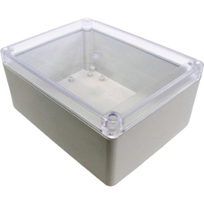 RP1240C, RP Series Light Grey Polycarbonate General Purpose Enclosure, IP65, Clear Lid, 165 x 125 x 75mm