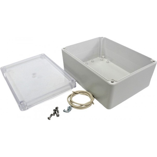 RP1240C, RP Series Light Grey Polycarbonate General Purpose Enclosure, IP65, Clear Lid, 165 x 125 x 75mm