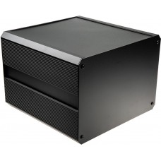 Black Extruded Aluminium Heat Sink Case, IP40, Black Lid, 300 x 300 x 219mm