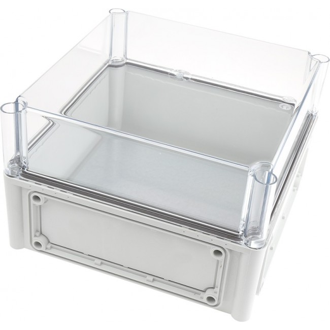 EKOE 180 T + EKOVT, EK Series Grey Polycarbonate Enclosure, IP66, IP67, Flanged, Transparent Lid, 280 x 280 x 180mm