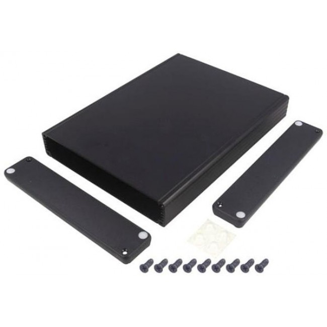 1455R2202BK, 1455 Series Extruded Aluminium Enclosure, IP54, 220 x 165 x 31mm