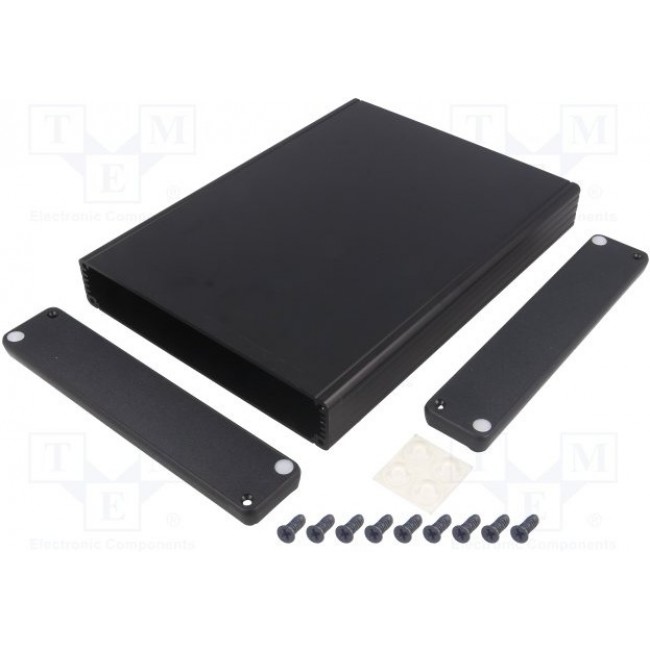 1455R2202BK, 1455 Series Extruded Aluminium Enclosure, IP54, 220 x 165 x 31mm