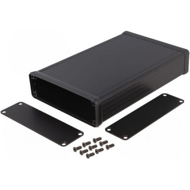 1455L1601BK, Enclosures, Boxes, & Cases MetalEndPanel, Black 160x103x30.5 mm