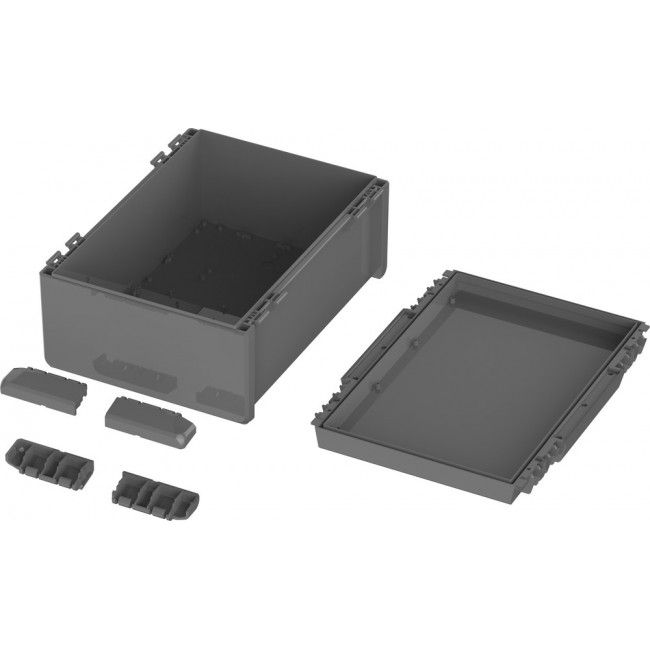 96037674, Bocube Series Graphite Grey ABS Enclosure, IP66, IP68, Graphite Grey Lid, 160 x 364 x 284mm