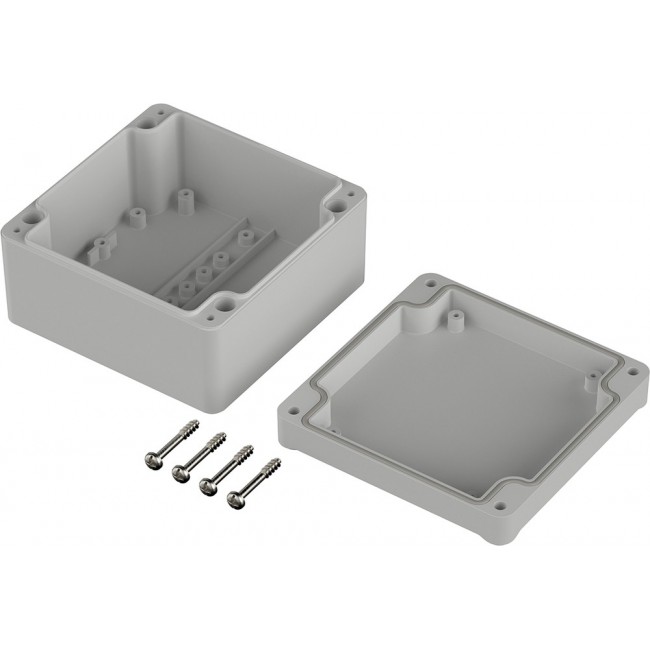 63212000 ET 212, Euromas II Series Light Grey ABS Enclosure, IP65, Light Grey Lid, 100 x 100 x 57mm