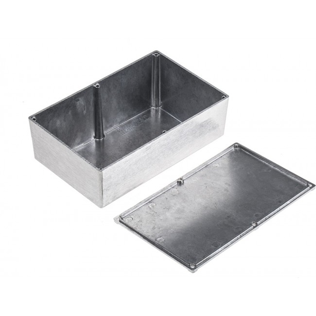 Silver Die Cast Aluminium Enclosure, IP54, Silver Lid, 152.2 x 82.2 x 50.8mm