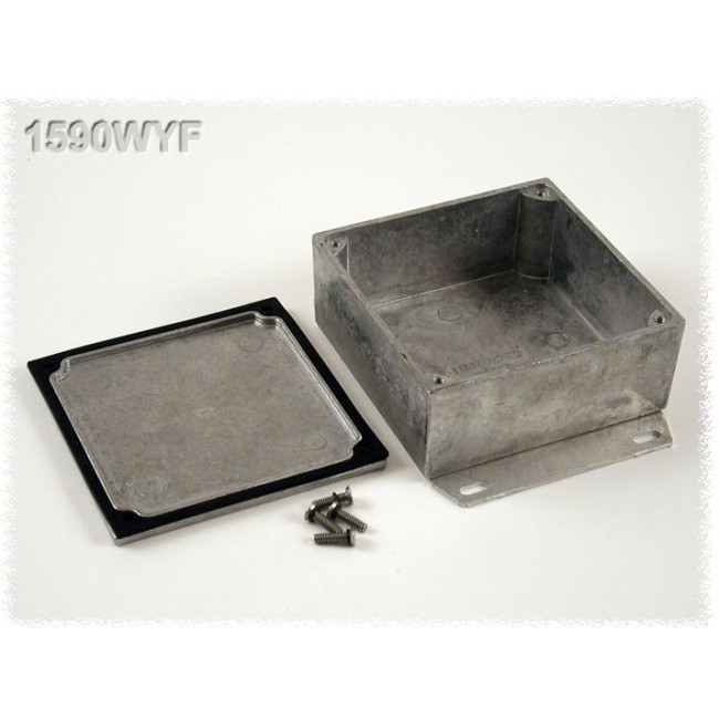 1590WYF, 1590 Series Clear Die Cast Aluminium Enclosure, IP65, Flanged, 92 x 92 x 42mm