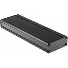 Black Extruded Aluminium Heat Sink Case, IP40, Black Lid, 300 x 100 x 41mm