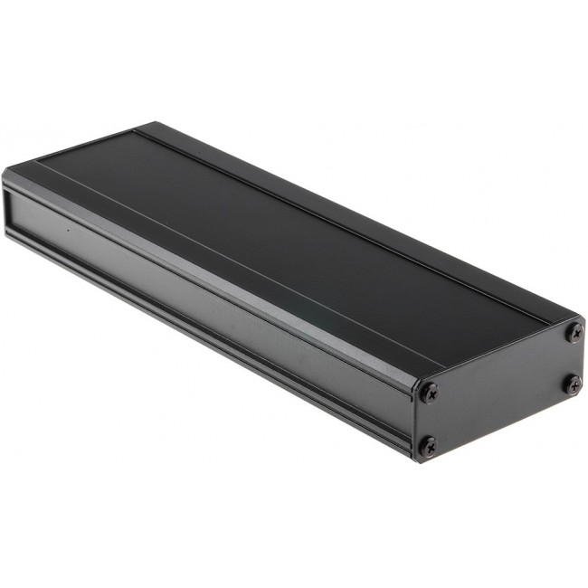 Black Extruded Aluminium Heat Sink Case, IP40, Black Lid, 300 x 100 x 41mm