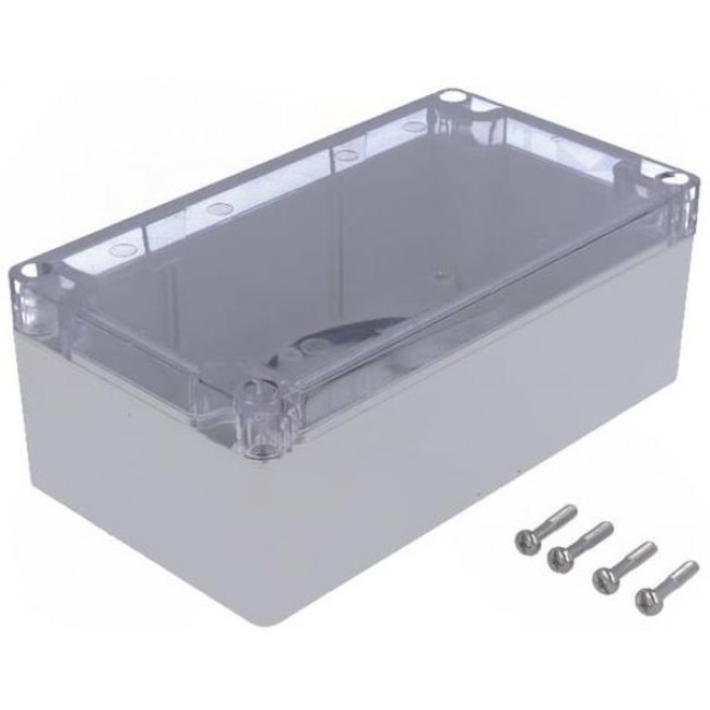 1554J2GYCL, Enclosures, Boxes, & Cases General Enclosure - Grey/Clear Lid - 6.3 x 3.5 x 2.4in - Polycarbonate - N4X