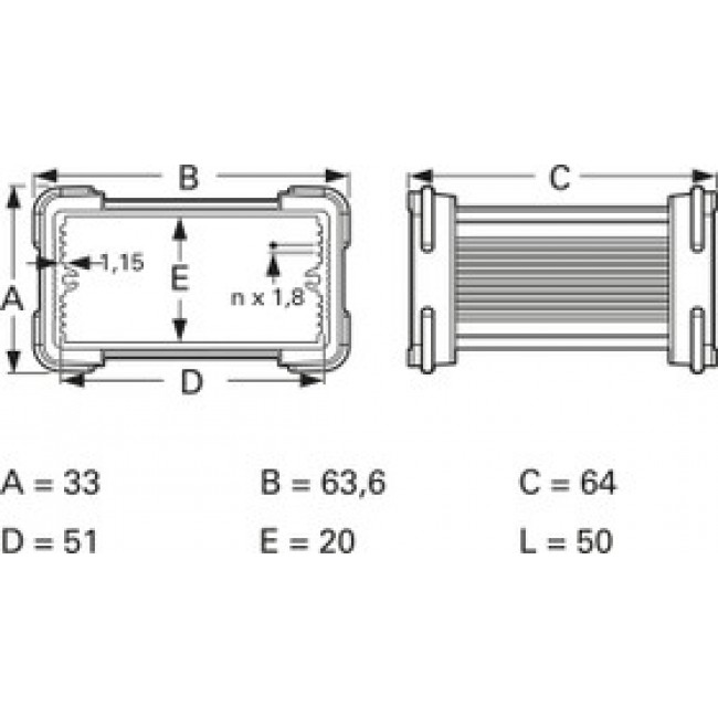 Aluminum enclosure, (L x W x H) 50 x 63.6 x 33 mm, gray (RAL 7005), IP54, 10035335