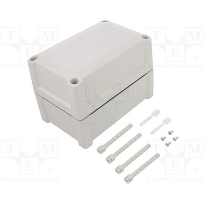 TA 191213, TA Series Grey ABS Enclosure, IP65, IK07, Grey Lid, 187 x 122 x 134mm