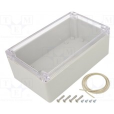 RZ0269C, Enclosures, Boxes, & Cases LT GY PC W/CLEAR LID 7.87x 4.72x 2.95 IN