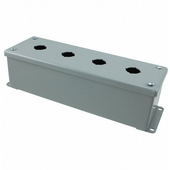 E4PBG, Pushbutton Enclosures Type 12, 4PBx22.5mm, Gray, Steel