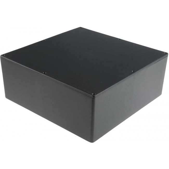 Black Die Cast Aluminium Enclosure, Black Lid, 250 x 250 x 100mm