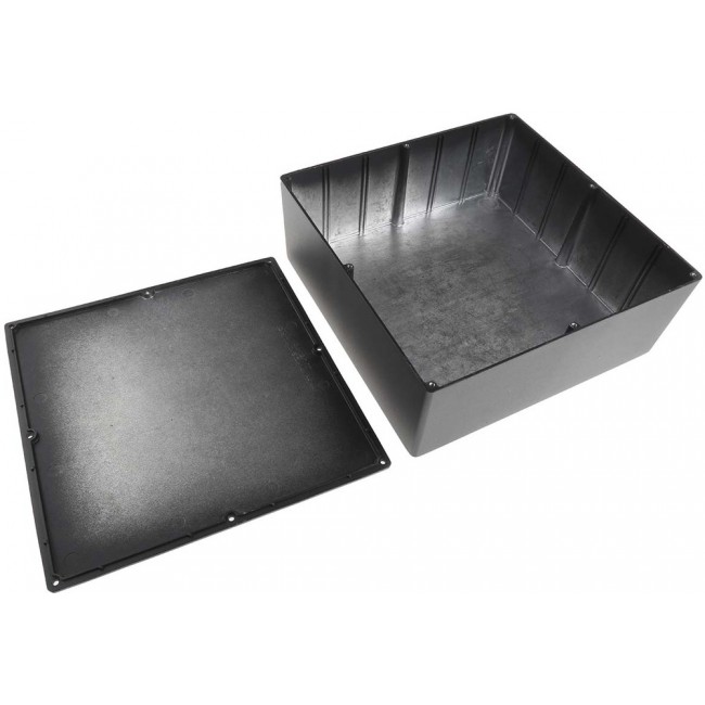 Black Die Cast Aluminium Enclosure, Black Lid, 250 x 250 x 100mm