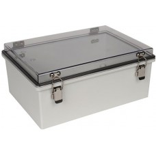 PTH-22428-C, Electrical Enclosures PC+10% Fiberglass Box, Self-Locking Latch and Clear Cover (13.8 X 9.8 X 5.9 In)