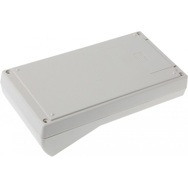 Grey ABS Handheld Enclosure, Integral Battery Compartment, Display Window, 190.5 x 101.6 x 57.2mm