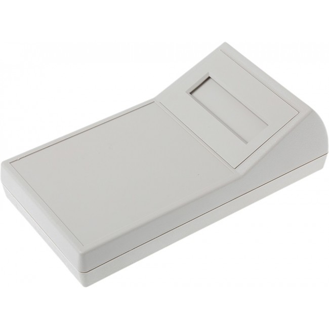 Grey ABS Handheld Enclosure, Integral Battery Compartment, Display Window, 190.5 x 101.6 x 57.2mm