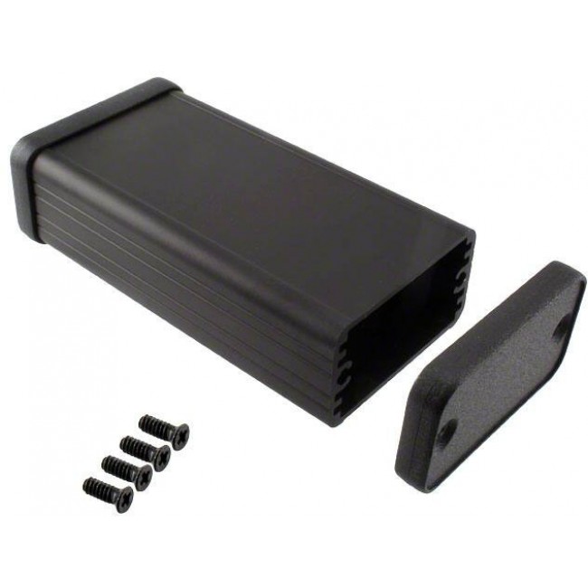 1455D802BK, 1455 Series Black Aluminium Enclosure, IP54, Black Lid, 80 x 45 x 25mm