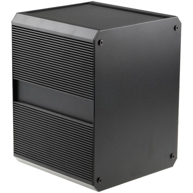 Black Extruded Aluminium Heat Sink Case, IP40, Black Lid, 200 x 200 x 264mm