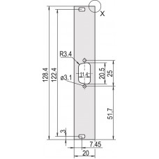 30118341, 30118 Series Aluminium Front Panel, 128.4 x 19.98mm