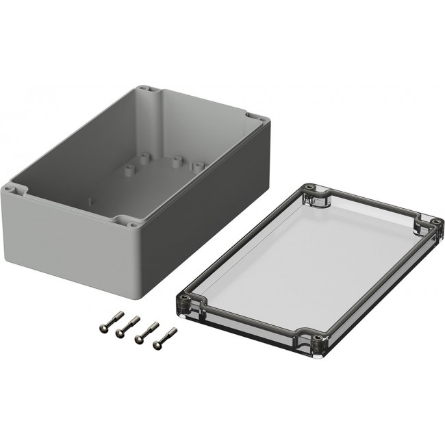 PC enclosure, (L x W x H) 200 x 120 x 75 mm, light gray/transparent (RAL 7035), IP65, 02221100