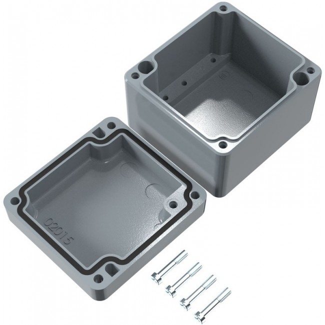 01080806, Aluminium Standard Series Grey Die Cast Aluminium Enclosure, IP66, IK09, Grey Lid, 80 x 75 x 57mm