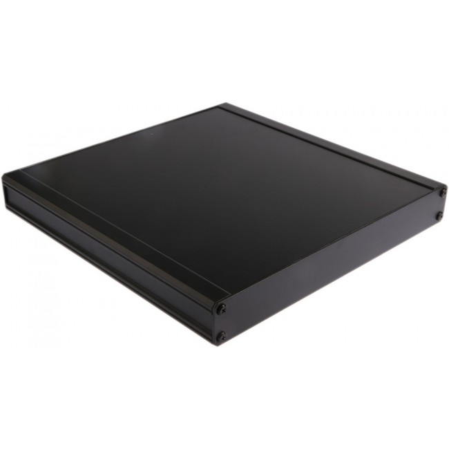 Black Extruded Aluminium Heat Sink Case, IP40, Black Lid, 300 x 300 x 41mm