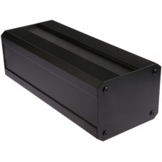 Black Extruded Aluminium Heat Sink Case, IP40, Black Lid, 300 x 100 x 130mm