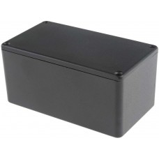 Black Die Cast Aluminium Enclosure, Black Lid, 114.4 x 63.7 x 55.1mm