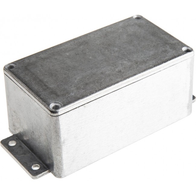 Silver Die Cast Aluminium Enclosure, Flanged, Silver Lid, 139.6 x 63.8 x 55mm