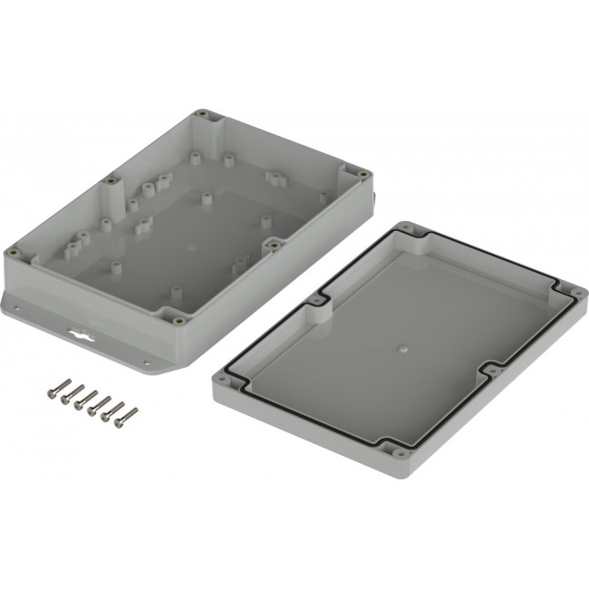 07821145 XT 211405 WL 7035, Euromas X Series Light Grey ABS Enclosure, IP66, IP68, IK07, Flanged, Light Grey Lid, 209.7 x 139.8 x 45.1mm