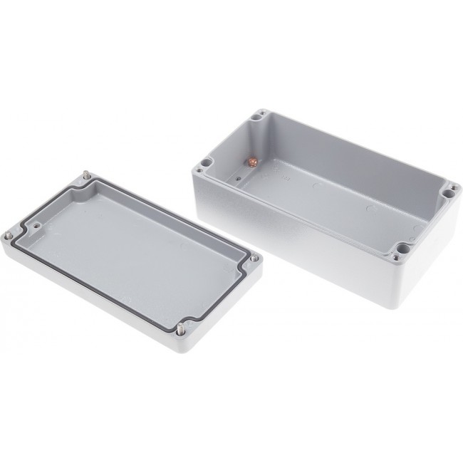 Grey Die Cast Aluminium Enclosure, IP66, Grey Lid, 220 x 120 x 81mm