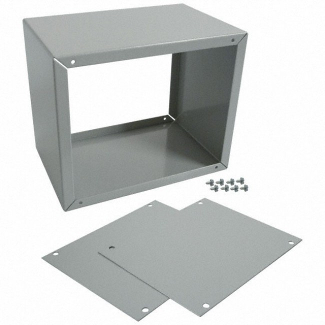 CU-729, Gray Steel Panel Mount Cabinet Compact Enclosure - External 6 x 5 x 4 Inches - Internal 5.25 x 4.25 x 3.94 Inches