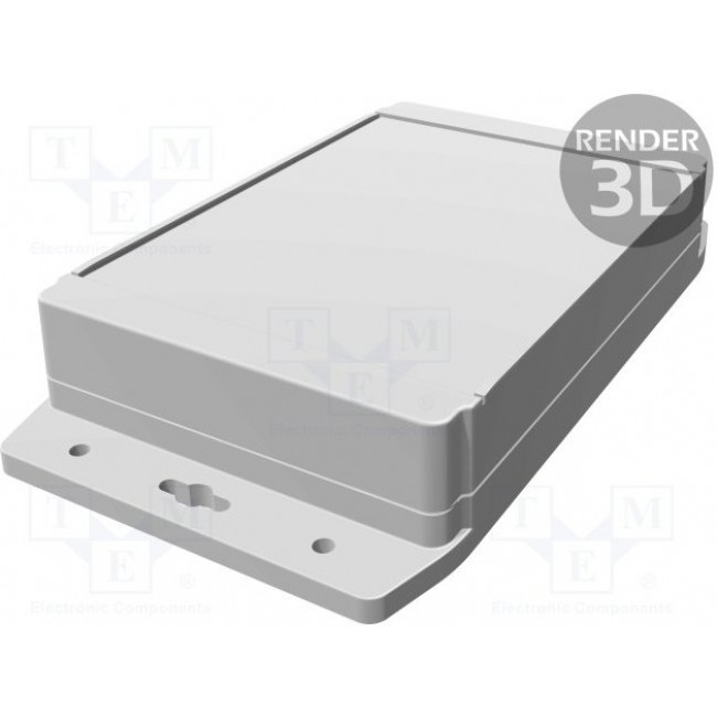 1555H2F17GY, 1555F Series Polycarbonate Enclosure, IP68, Flanged, 7.1 x 4.7 x 1.47in