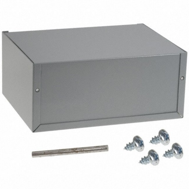 CU-2109-B, Gray Aluminum Mini Box - External 8 x 6 x 3.5 Inches - Internal 7.92 x 5.84 x 3.42 Inches