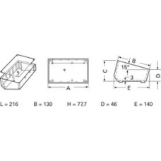 Die-cast aluminum enclosure, (L x W x H) 216 x 77.7 x 130 mm, gray, 363.8 GRAU