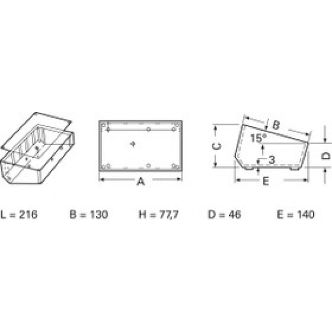 Die-cast aluminum enclosure, (L x W x H) 216 x 77.7 x 130 mm, gray, 363.8 GRAU