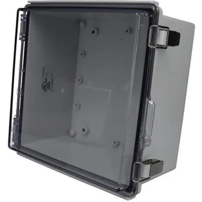 PTQ-11055-C, Enclosures, Boxes & Cases PC+10% Fiberglass Box with Stainless Steel Latch (8.3 X 8.3 X 5.1 In)