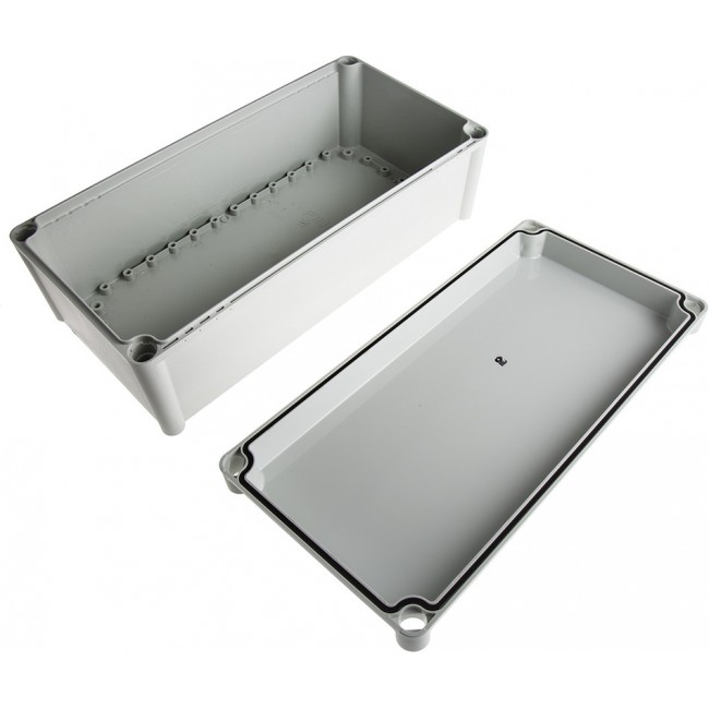 PC 3819 13 G ENCLOSURE, SOLID PC Series Grey Polycarbonate Enclosure, IP67, Grey Lid, 378 x 188 x 130mm