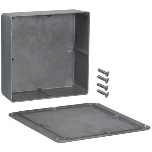 1590FFL, Enclosures, Boxes, & Cases Diecast Alum wFlange 7.4x2.48x7.4"Natural