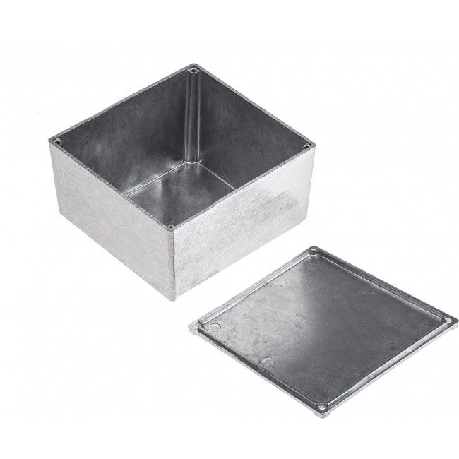 Silver Aluminium Alloy Enclosure, IP65, Silver Lid, 64 x 58 x 35.1mm