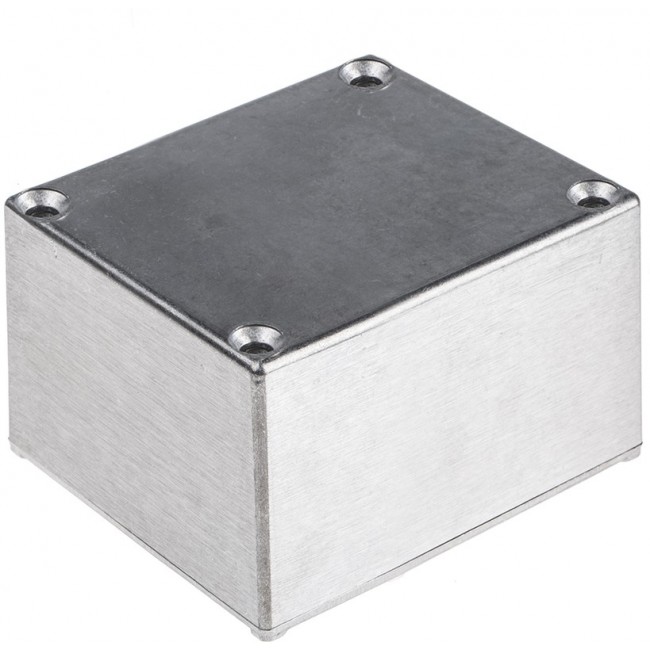 Silver Aluminium Alloy Enclosure, IP65, Silver Lid, 64 x 58 x 35.1mm