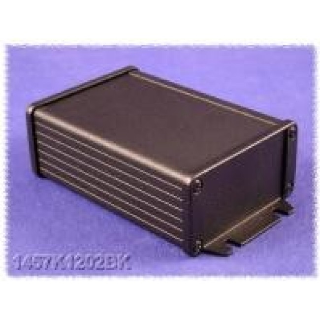 1457K1202BK, Enclosures, Boxes, & Cases w/Flanged Ends 4.73x1.73x3.3" Black