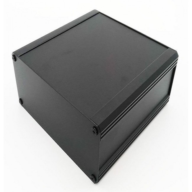 Black Extruded Aluminium Heat Sink Case, IP40, Black Lid, 200 x 200 x 219mm