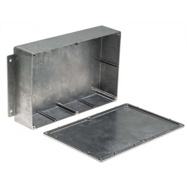 Silver Die Cast Aluminium Enclosure, IP65, Flanged, Silver Lid, 252 x 146.1 x 55.5mm