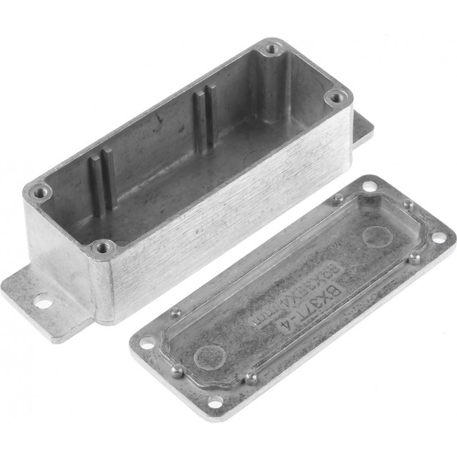 Silver Die Cast Aluminium Enclosure, Flanged, Silver Lid, 113.9 x 35.1 x 30mm